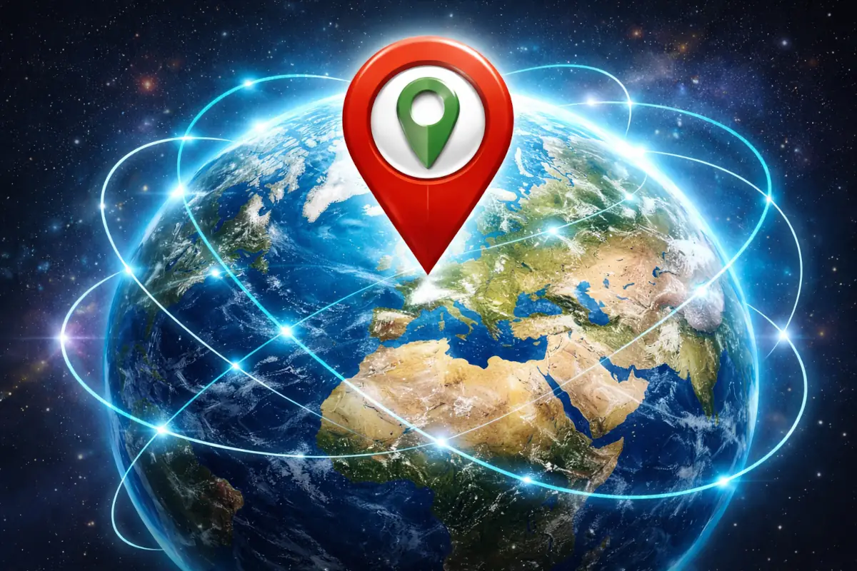 Globus mit Standortdaten